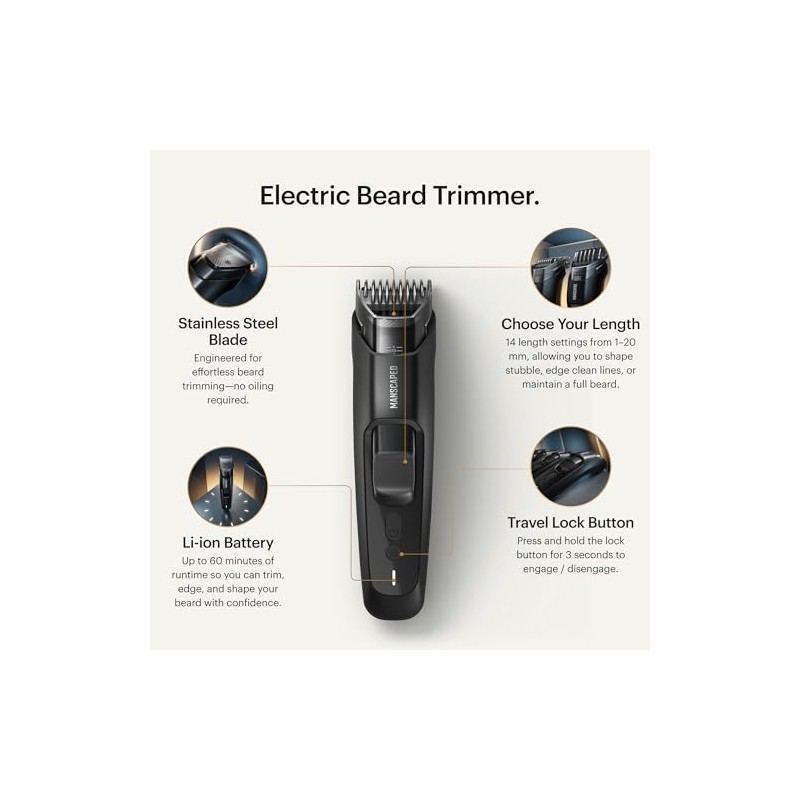 MANSCAPED® The Beard Hedger® PLUS, Men's Adjustable Beard & Mustache