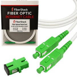 Fibershack White SC/APC to SC/APC Fiber Optic Patch Cable - FTTH Home Fiber Internet (100 feet - 30M)