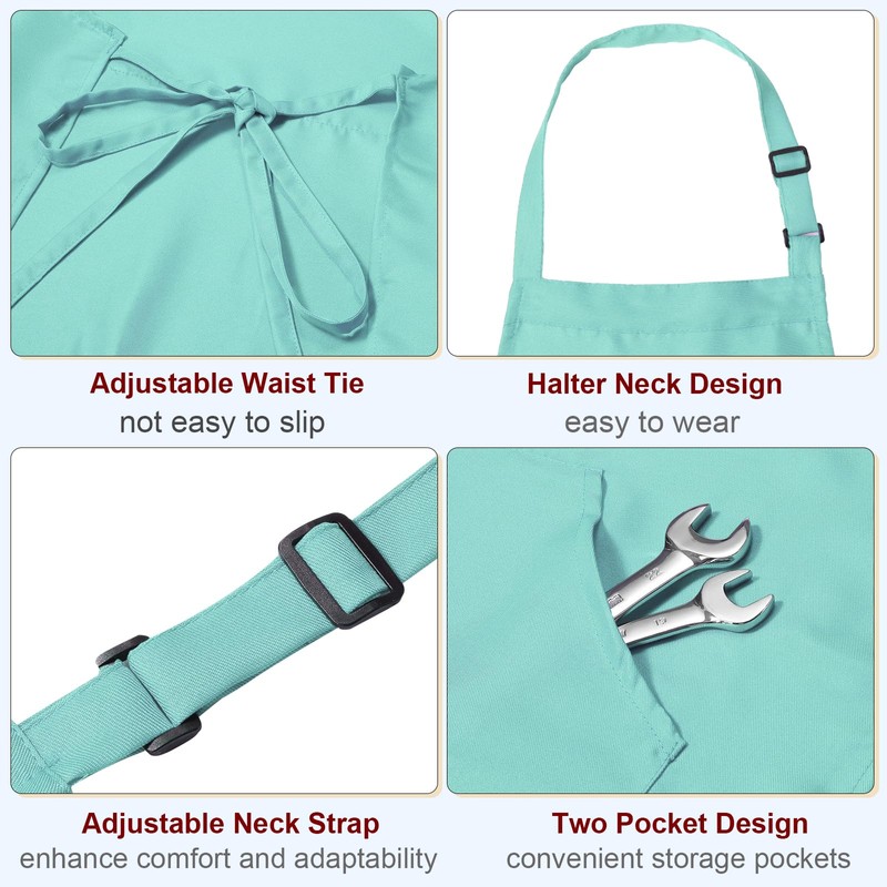 sourcing map Kitchen Cooking Aprons 82x68cm Adjustable Bib Waterproof Long