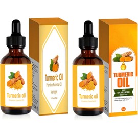 Aceite de cúrcuma para rostro, juego de 2 paquetes, aceite esencial cúrcuma natural para aclarar la piel, fórmula vegana y libre crueldad animal
