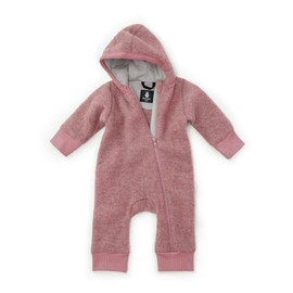 Ehrenkind® Fleece Overall Made of 100% Organic Merino Wool, Breathable and Temperature-Regulating, Wool Fleece, Baby Jumpsuit with Hood, antique pink