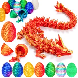 3D Printed Dragon Egg, Mystery Crystal Dragon Egg Fidget Toys Surprise, Easter Eggs Articulated Crystal Dragon Eggs with Dragon Inside (Laser Red)
