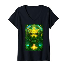 Womens Ayahuasca - Journey of Souls, Divine Rainforest Connection V-Neck T-Shirt