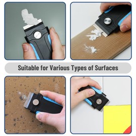 Bates- Razor Blade Scraper, Blue, Locking Razor Scraper Set with 10 Extra Stainless Steel Blades, Window Scraper, Scraper Tool, Glass Scraper, Scraper Blades, Paint Scraper Blade Scraper for Cleaning