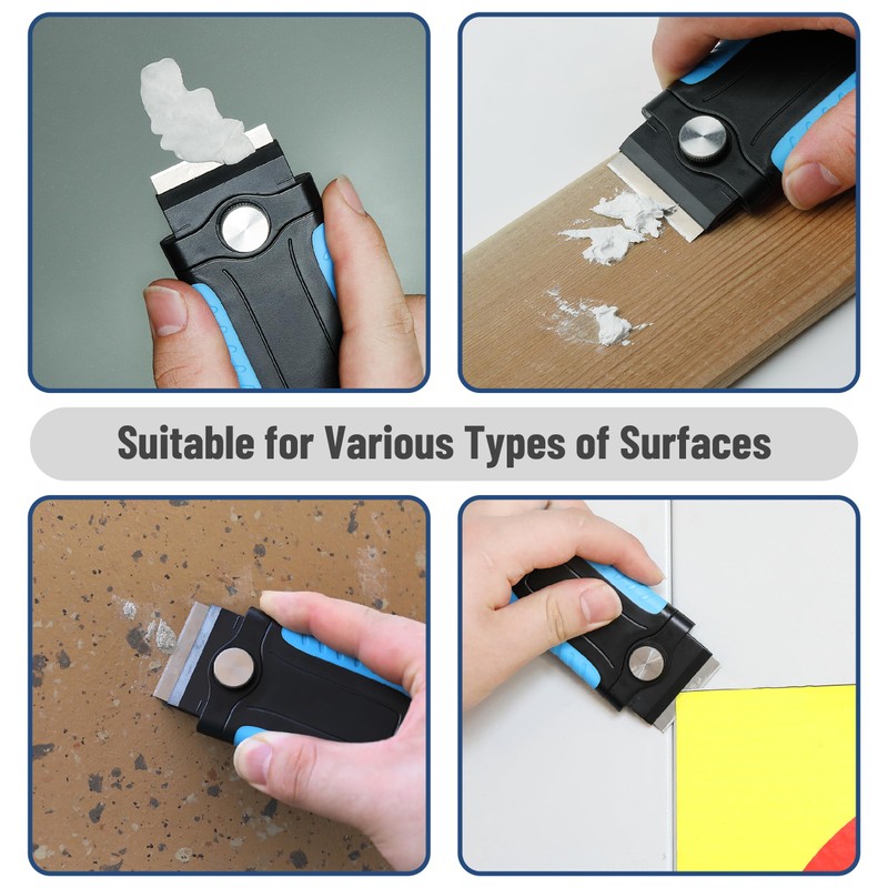 Bates- Razor Blade Scraper, Blue, Locking Razor Scraper Set with