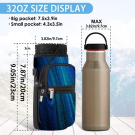 Mibbxea 25 oz Water Bottle Holder Carry Bag - Insulated Shoulder Sling Bag with Strap and Compartments for Men and Women Gym Travel Camping Cycling Hiking Running (Dark Blue, Quicksand)