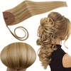 RUNATURE Blonde Human Hair Ponytail Extension - Highlight Golden Clip