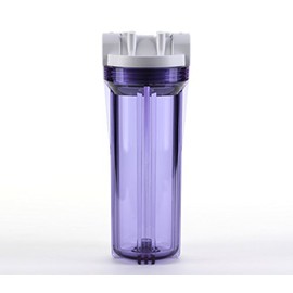 Hydronix HF3-10CLWH38, 10" Clear Housing with White Rib Cap For RO & Filtration Systems, 3/8" Ports