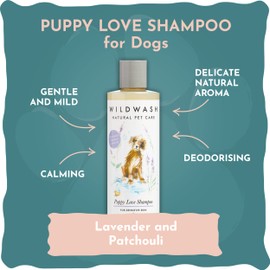 Puppy Love Shampoo 250ml and Conditioner for Sensitive Skin 250ml Set - Extra Gentle and Soothing - Perfect for Puppy's First Bath - Lavendar and Patchouli - Natural, Sulphate and Paraben-Free