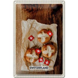 DekoNo7 Tin Sign with Switzerland Lye Knot Design 30 x 20 cm