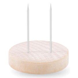 JELUTAR Wooden Doll Stand with Dual Needles, Round Base 1P, Display Your Optimistic Pickle Avocaod Bee Owl Standing Holders