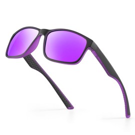 Occhsouo Sunglasses Men's Polarised Women's UV400 Protection Sports Sunglasses Men Women TR90 Ultralight Frame Black Retro Polarised Sunglasses for Fishing, Fishing, Driving, Skiing, Purple
