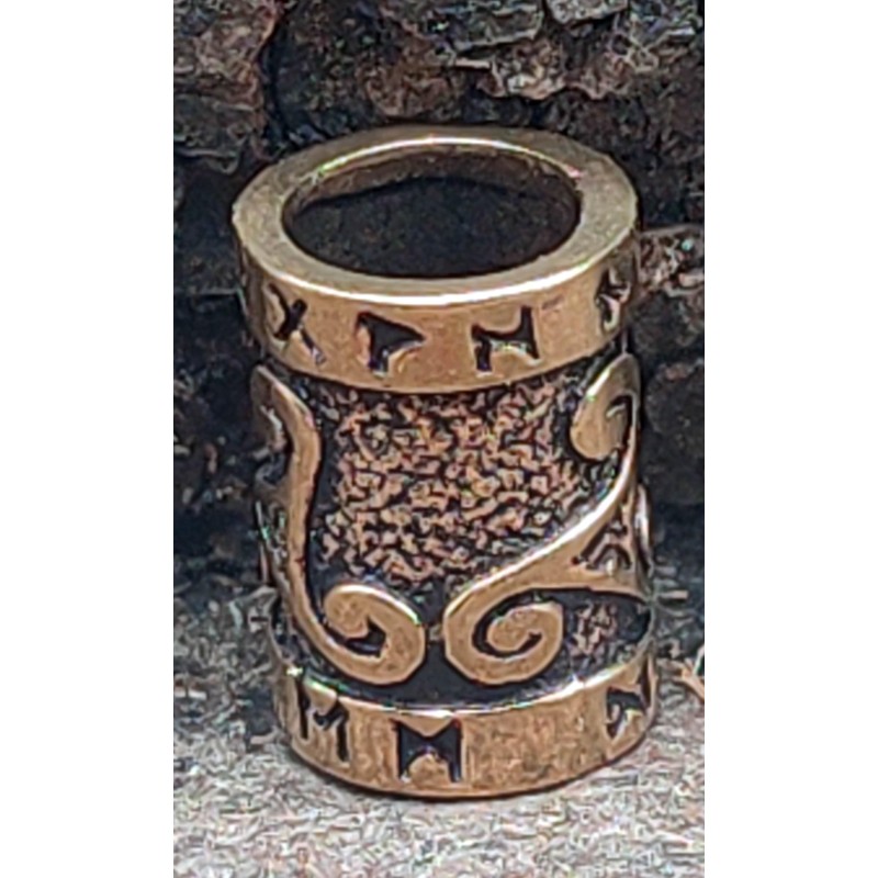 Beard bead curling bead bronze triskele 7 mm, Pearl, Pearl