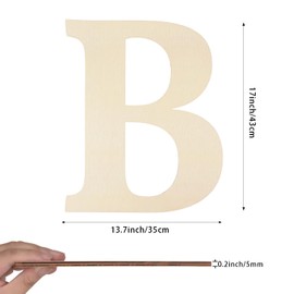 Large Wooden Letters 17 Inch, Big Wood Letters B Shape Cutouts Alphabet Unfinished Paintable Wooden Letters for Wall Decor DIY Crafts Painting Birthday Wedding Party Classroom Nursery Home Decor