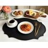 Double-Texture Faux Leather Oval Placemats Set of 6 Washable Heat