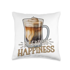 Brewing Happiness Cold Brew Coffee Quote Iced Coffee Throw Pillow