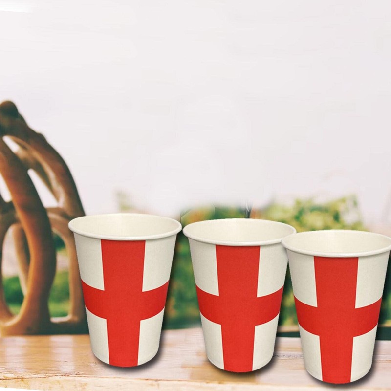 SHATCHI 20Pcs England Paper Cup St George Party Supplies for