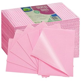 LITTLE CHILTERN Disposable Dental Bib | 250 Pack Patient Bib 13"×18" | 3 Ply Waterproof Tattoo Bib Sheet Ideal for Nail Table Cover & Eyelash Extension | Soft and Fluid Resistant Dental Napkin | Pink