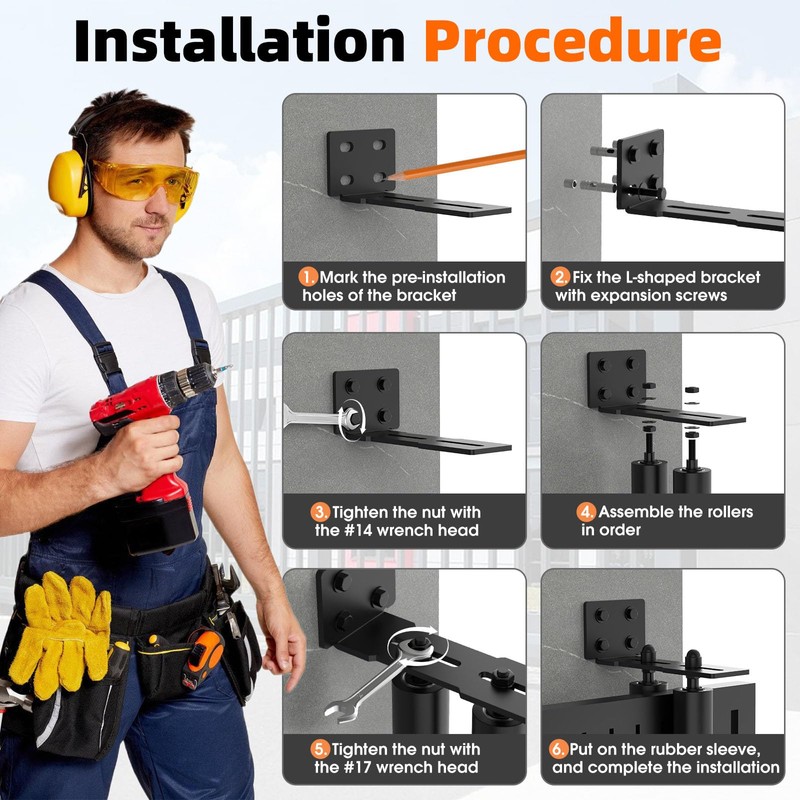 MeBantoo Heavy Duty Sliding Gate Guide Roller Hardware Kit, 3"