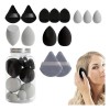14 Huevos De Maquillaje De Esponja Negros (con Caja)
