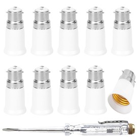 DKARDU 10 Pcs B22 to E27 Adapter Lamp Socket Converter Light Bulb Universal Base Converter Extension Socket Holder Bayonet to Screw Converter Holder with Pen Electric Tester