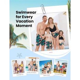 PATPAT Matching Family Swimsuits Couples Bathing Suit Father and Son Drawstring Swimtrunks Purple Tropical Plant Print Surfing Swimming Suits with Liner for Men L