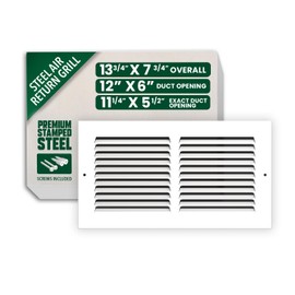 Bryce Hardware Air Return Grille (12" x 6") | Heavy Duty Steel with Premium Finish | Includes Full Installation kit | Louvered Design | Paintable Vent Cover | Matte White | Consistent Ventilation