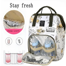 ONOODE 24L Cute Diaper Bag Backpack Mommy Bag, Large Capacity Diaper Backpack Fashionable Multi-functional Painting Backpack, Travel Essentials Baby Tote, Stroller Straps & Pacifier Case - Unisex