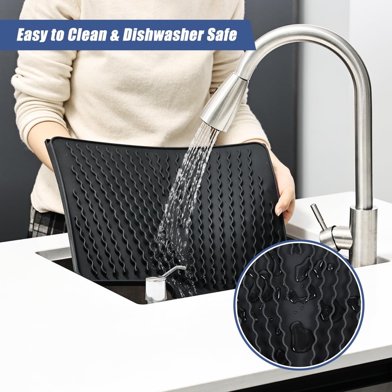 KR KITCHENRAKU Dish Drying Mat 40 x 33 cm Black