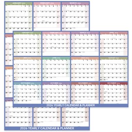 2026 Dry Erase Wall Calendar- Yearly Wall Calendar 2026, 48" x 32", Paper Folded, 2-Side Reversible Calendar, Perfect for Office, Home & School