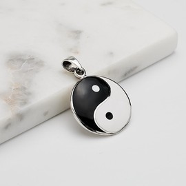 Treasure Bay Yin Yang Pendant | Large 925 Sterling Silver Yin Yang Pendant Necklace for Women Men