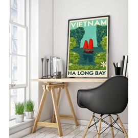Animato Ha Long Bay, Vietnam Vintage Travel Poster, Retro Tourism Print, Popular Attractions Around The World, Postcard Home Decor, Archival Matte, A3 (Print Only) - 42x29.7cm