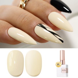 Double Rhythm 15ML Gel Polish Jelly Sheer Pastel Light Milky Color 1 PC 0.53 OZ Bottle UV Nail Polish Art Salon at Home for Women (Beige-B-A1392)