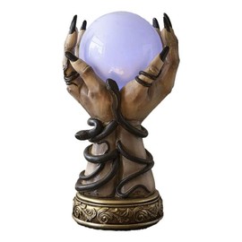Ebros Gift Wicca Psychic Fortune Teller Witch Oracle Hands with Slithering Snakes and Rotating Colorful LED Light Scrying Glass Gazing Ball Figurine Witchcraft Wiccan Witches Decor