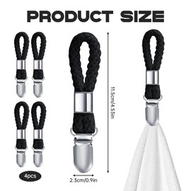 Pack of 4 towel clips, hanger for towels, towel clips, towel hanger, towel clips for hanging, towel hanger without sewing, towel clips holder, for shower room, kitchen, black