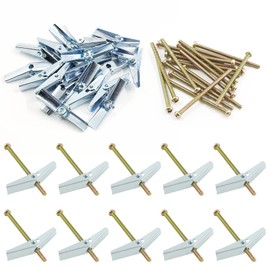 Uenhoy 20 Pcs M6 Toggle Bolts and Wing Nuts Kit, Heavy Duty Wall Anchors and Screw Bolts for Hanging Items on Drywall - 1/4" x 2 3/8", Phillips Head