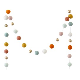 "Pumpkin Carriage" Handmade Fall Felt Ball Fall Garland by Sheep Farm Felt- Orange, Mint, Pink, Coral, White and Gold Felt Ball Metallic garland- 1 inch felt balls 75 in wood beads