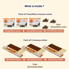 Copal Incense Sticks & Backflow Incense Cones for Waterfall Combo Pack - 60 Insence-Sticks + 30 Backflow Cones - Insents - Incense Waterfall Cones - Inscense