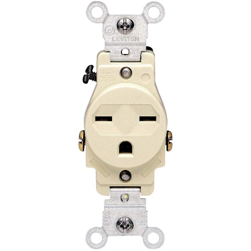 Leviton 15-Amp, 250-Volt, Narrow Body Single Receptacle, Straight Blade, Commercial