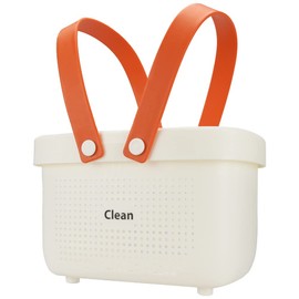 AoAkiSORA Bathroom Basket, Spa Bag, Basket, Bath Equipment, Breathable, Large Capacity, Handle, Portable (Small, White)