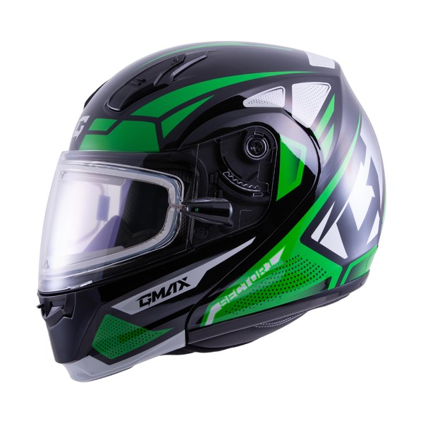 Gmax MD-04 Sector Modular Snow Helmet with Electric Shield (Black/Green/White,