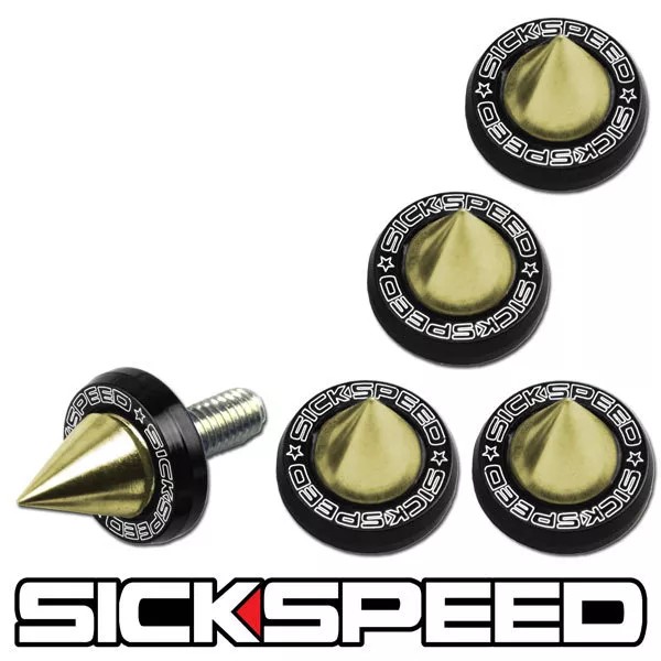 SICKSPEED JDM 2016 5 PC 24K GOLD SPIKED BLACK WASHER/BOLT