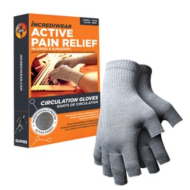 Incrediwear Fingerless Circulation Gloves Arthritis Gloves (Grey,Small)