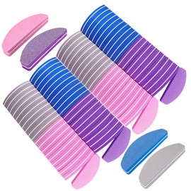 80 Pcs Nail Buffers, Double Sided Nail Files Buffer Blocks 100/180 Grit Portable Washable Sanding Buffing File Arc Shape (80Pcs Multicolor)