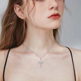 SLIACETE 925 Sterling Silver Phoenix Cross Necklace for Women Cubic Zirconia Rising Phoenix Necklace Jewelry Gifts