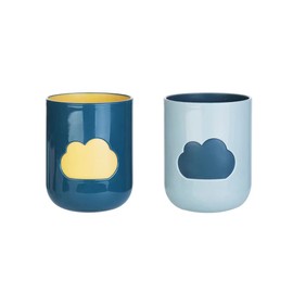 RabyLeo Simple cloud mouthwash cup home brushing cup creative cute couple mouthwash cup. (Dark green & Light blue)