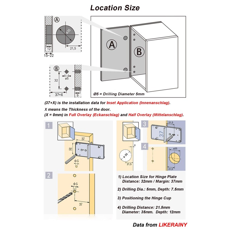 Hettich 95 Degree Corner Stop Small Hinge with Sliding Technology
