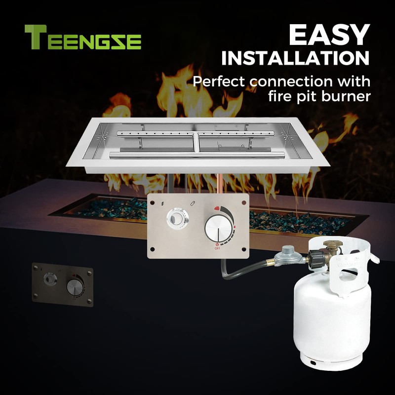 TEENGSE Fire Pit Gas Burner Spark Ignition Kit Indoor Outdoor