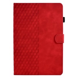 Longga 123 A 10.1 Inch 2019 Case, Pu Leather Embossed Pattern Stand Folio Tablet Cover with [Card Slot] [Pen Holder] [Shockproof] for 123Tab A 10.1"(SM-T510/T515) Case – Red