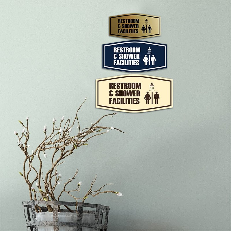 Fancy Restroom & Shower Facilities Sign (Black) - Medium